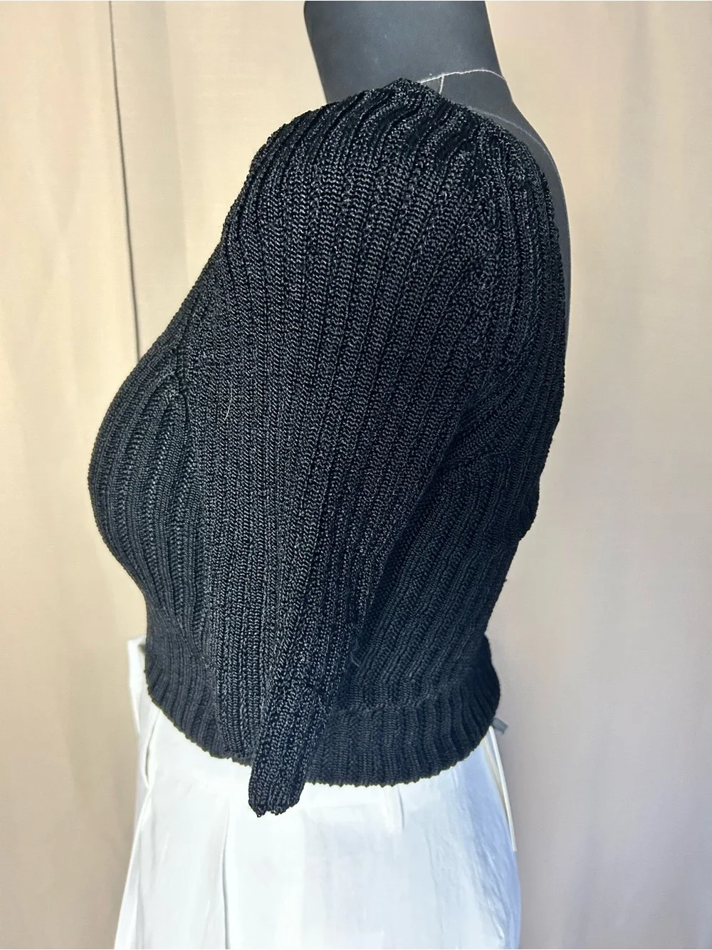 Free People Black Ribbed Knit Cropped Top - Women's NWOT
